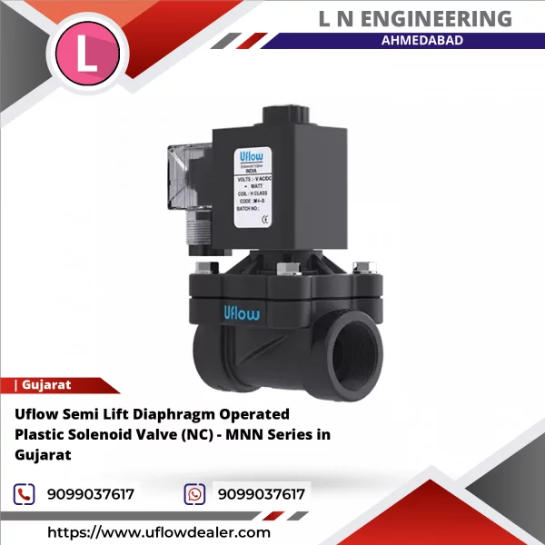 Uflow Semi Lift Diaphragm Operated Plastic Solenoid Valve (NC) - MNN Series In Gujarat