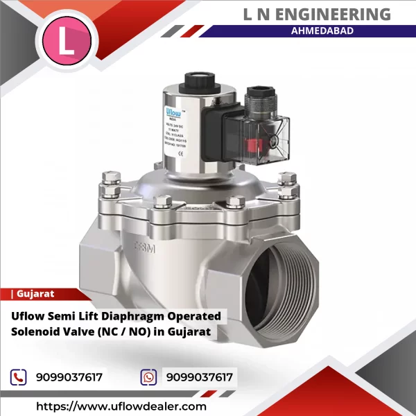 Uflow Semi Lift Diaphragm Operated Solenoid Valve (NC / NO) In Gujarat