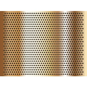 Brass Perforated Sheet Showing Uniform Round Holes On A Polished Surface