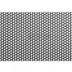 Close-up View Of Industrial Perforated Metal Sheet With Round Holes