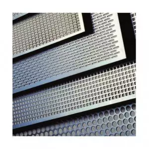 Perforated Metal Screen Sheets Showing Round Hole Pattern On Stainless Steel Surface