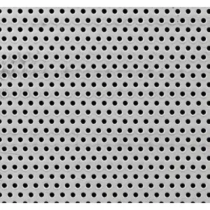 Stainless Steel Perforated Sheet With Round Holes Stacked At Warehouse