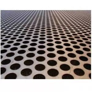 Steel Perforated Sheet With Round Holes Displayed On A Flat Surface
