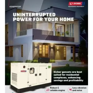 45 KVA Volvo Eicher Silent Diesel Generator Set Installed Outdoors