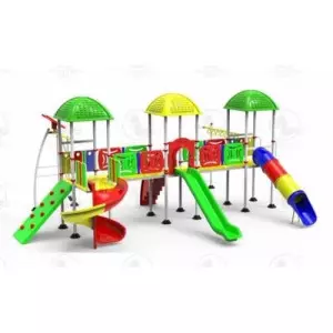 Children Playing On Colorful Outdoor Gym Equipment In A Park