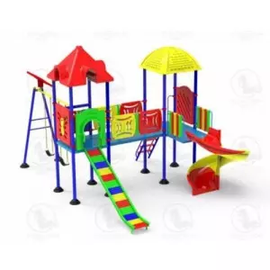 Colorful Garden Playground Equipment Installed In An Outdoor Park Area