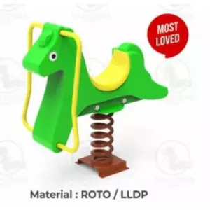 Playground Horse Spring Rider Installed On Soft Flooring With Metal Springs Visible