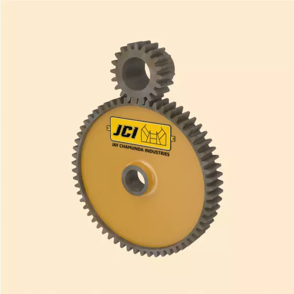 Close-up View Of Conveyor Gear Set Showing Teeth And Shaft Alignment