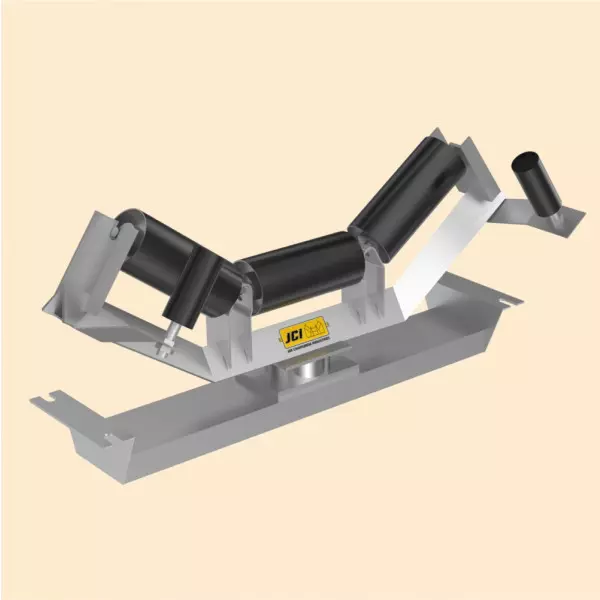Self Aligning Idler Set Used In Industrial Conveyor Systems