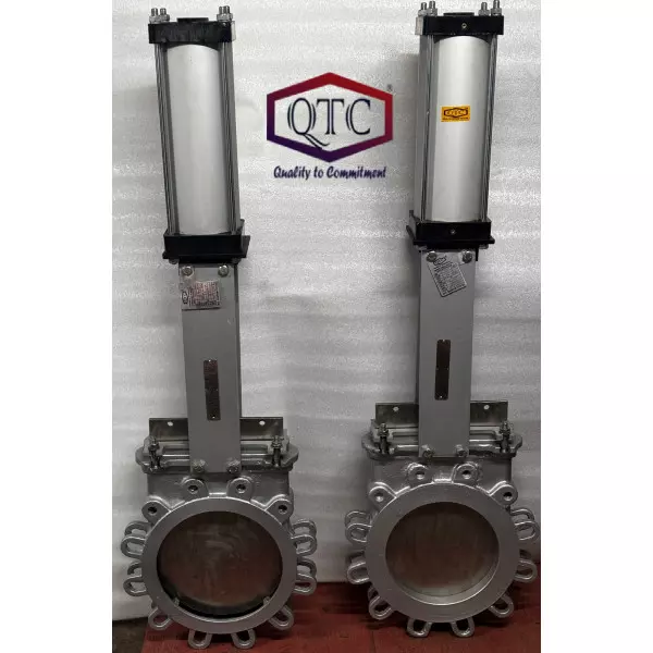 QTC Make SS304 Knife Edge Gate Valve Pneumatic Cylinder OP. LUG Type