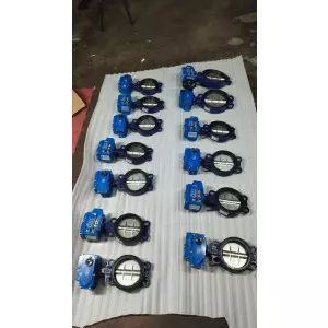 WAFER TYPE BUTTERFLY VALVE CAST IRON BODY WITH RUBBER MOULDING SEAT & LEVER OPERATED - PN 16