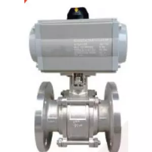 Electric Valve Actuator Mounted On Industrial Pipeline