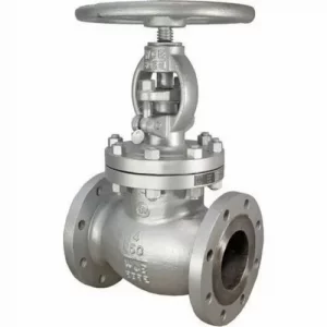 Industrial Globe Valve Showing Metal Body With Flange Ends