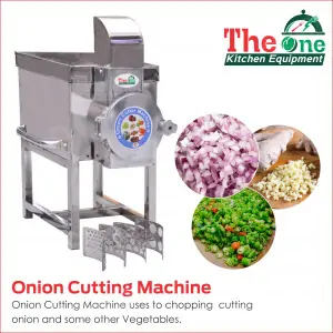 Onion Cutting Machine With Stainless Steel Blades Working On Fresh Onions