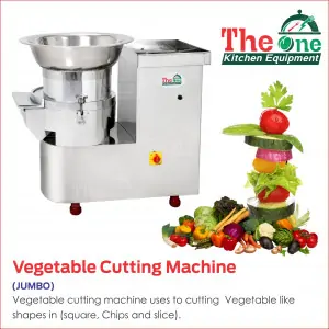 Vegetable Cutting Machine Designed For Commercial Kitchens Showing Stainless Steel Body And Multiple Cutting Blades