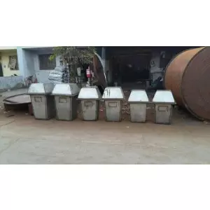 Roto Mould Dustbin Manufacturing Process Showing Heavy-duty Machinery With Dustbin Moulds