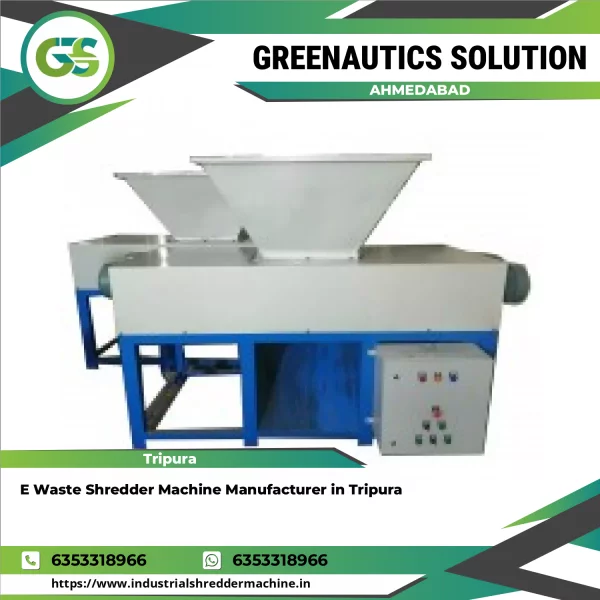 Industrial E Waste Shredder Machine Operating At A Recycling Facility