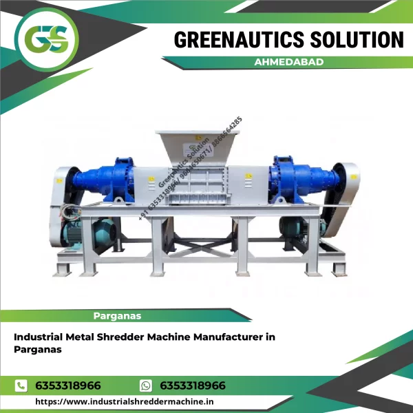 Industrial Metal Shredder Machine Processing Scrap Metal In An Industrial Setting
