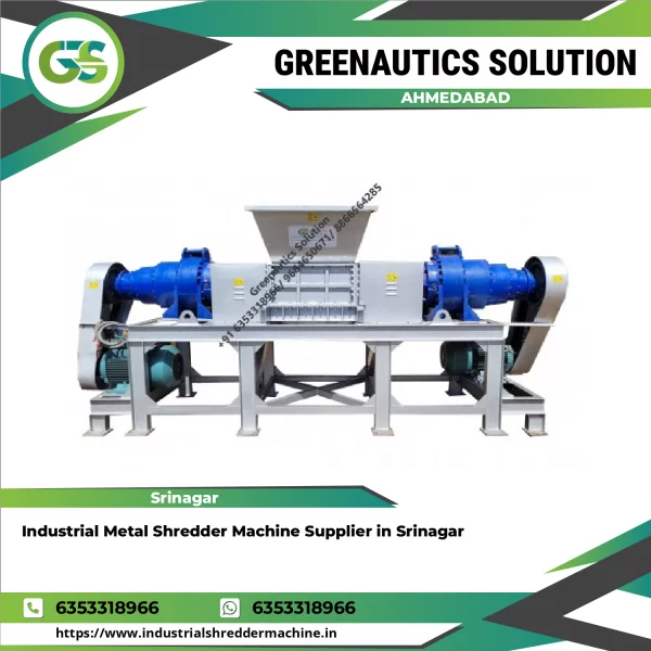 Industrial Metal Shredder Machine Operating On Scrap Metal Pieces