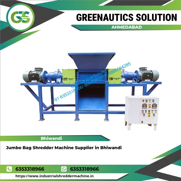 Jumbo Bag Shredder Machine Operating At Industrial Waste Processing Site