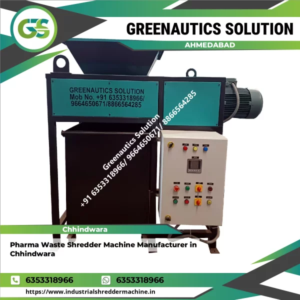 Pharma Waste Shredder Machine Operating At A Pharmaceutical Plant