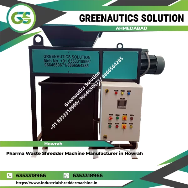 Pharma Waste Shredder Machine Operating At An Industrial Site
