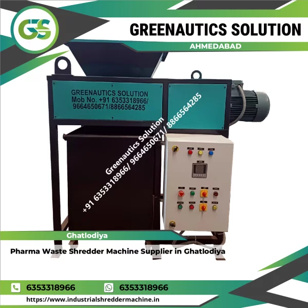 Pharma Waste Shredder Machine Operating At An Industrial Facility