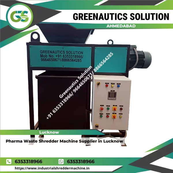 Pharma Waste Shredder Machine Operating At Industrial Site