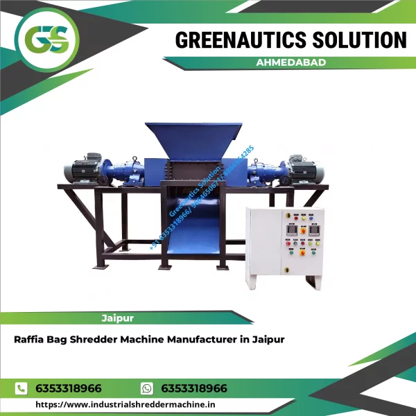Industrial Raffia Bag Shredder Machine Operating At Waste Processing Plant