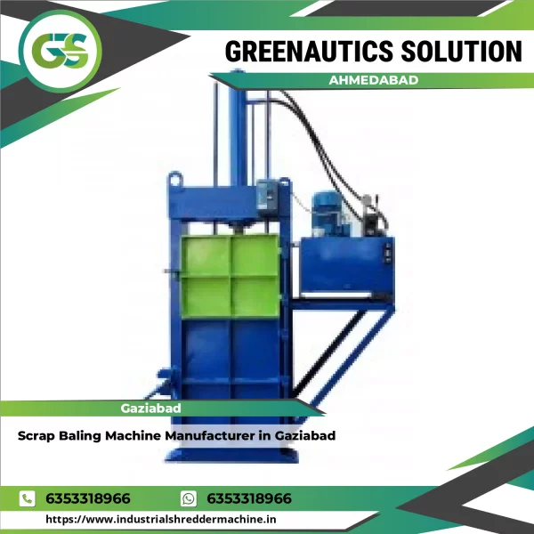 Industrial Scrap Baling Machine Compressing Metal Waste At A Recycling Facility