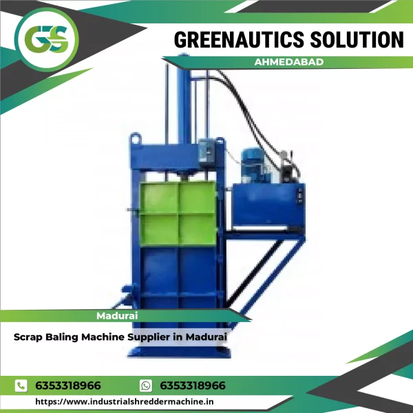 Industrial Scrap Baling Machine Compressing Metal Scraps Into Bales