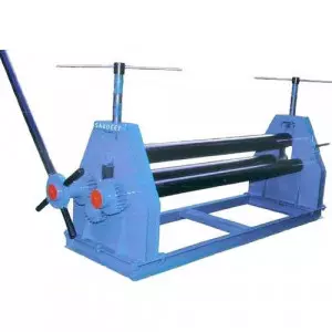 Horizontal Bending Roll Machine Used In Metal Fabrication Showing Rollers And Control Panel