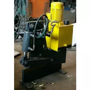 Hydraulic Shearing Machine Operating On Metal Sheet In Industrial Workshop