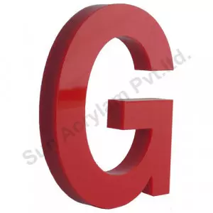 Close-up Image Of Clear Acrylic Letter Showing Glossy Surface And Precise Edges