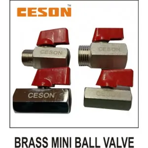 Close-up View Of Brass Mini Ball Valve Showing Polished Surface And Lever Handle