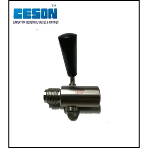 Stainless Steel Gauge Cock Showing Valve Body And Handle Used In Industrial Piping