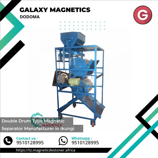 Double Drum Type Magnetic Separator Installed In Industrial Setting
