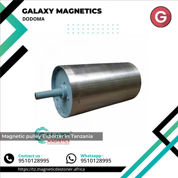 Magnetic Pulley Installed On Industrial Conveyor Belt Removing Ferrous Contaminants