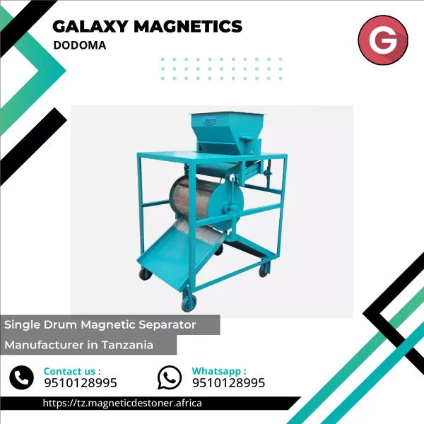 Single Drum Magnetic Separator Installed In Industrial Facility Separating Metal From Conveyor Belt
