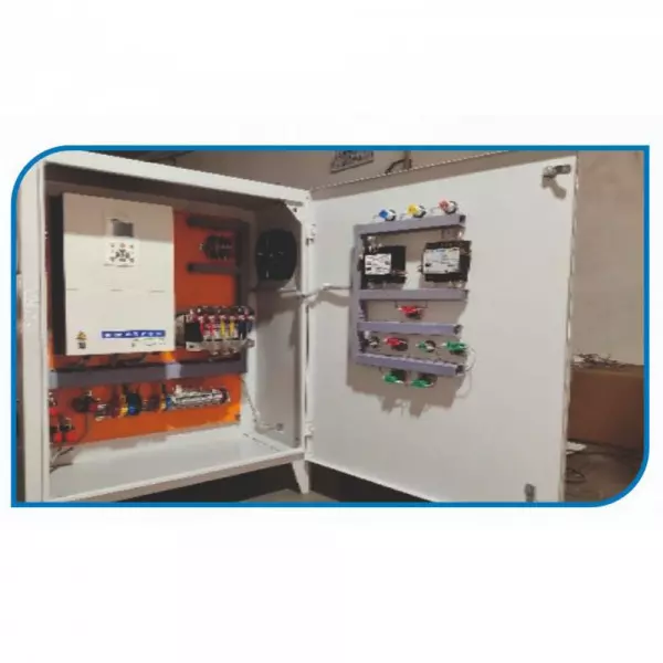 Solar VFD Panel Installed In Industrial Setup Controlling Motor Speed