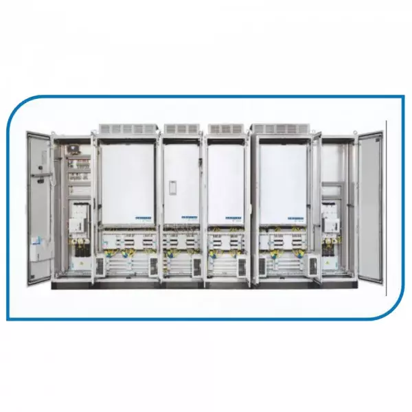 Variable Frequency Drive Panel Installed In An Industrial Setting Showing Wiring And Control Modules