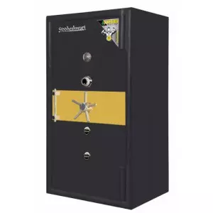 Three Lock Security Safe Showing Robust Steel Door Panel With Locking Bolts