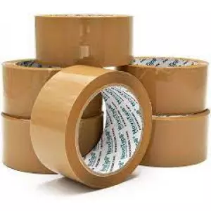 Rolls Of Various Packaging Tapes Stacked Ready For Dispatch