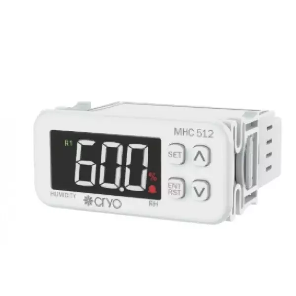 Industrial Humidity Controller Device Installed On Factory Wall Showing Digital Display