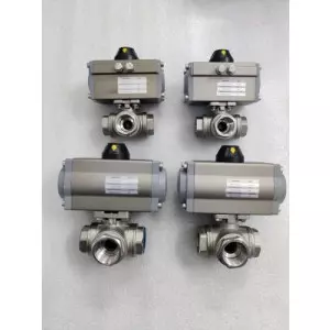 Pneumatic Actuator Operated 3 Way Ball Valve