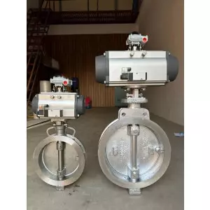 Pneumatic Double Eccentric Off Set Disc Double Flange Butterfly Valve