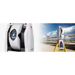 Technician Operating 3D Laser Tracker Measuring Large Industrial Equipment