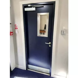 Commercial Fire Resistant Single Steel Door Installed In Office Building