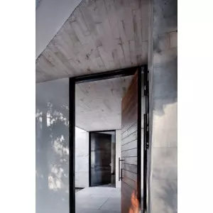 Metal Fire Shaft Door Installed In Commercial Building Corridor