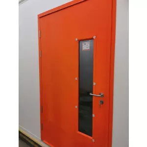 Steel Fire Exit Door Installed Showing Robust Frame And Panic Bar